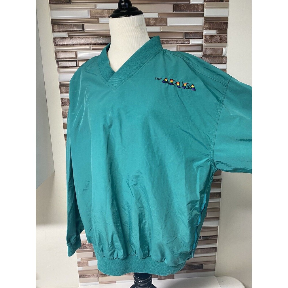 Vtg Golf Windbreaker Jacket Pullover -L Green Boca Classics Club Golf